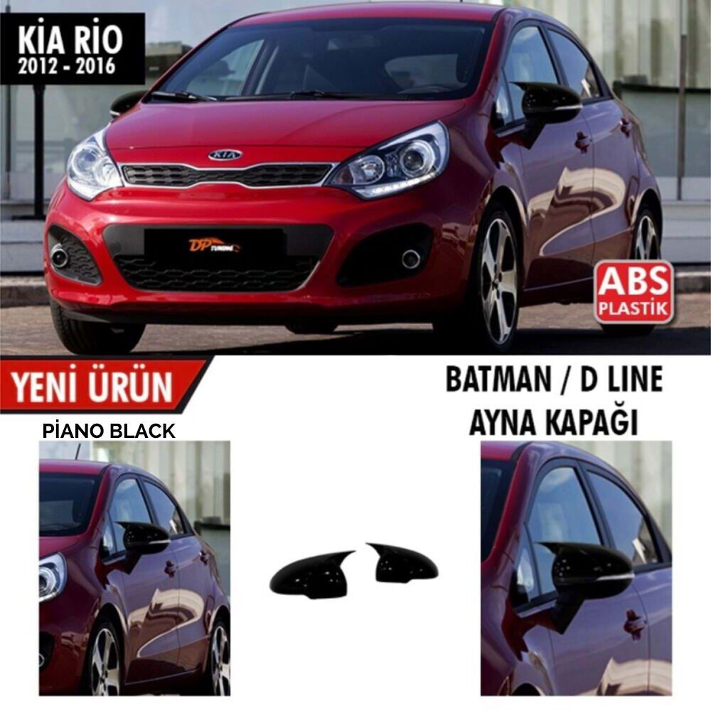 Kia Rio 2012-2016 Uyumlu Yedek Parça Batman Yarasa Ayna Kapağı Sinyalli Piano Black
