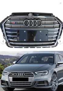 Audi A3 S3 2017-2019 Uyumlu Yedek Parça  Panjur Siyah Krom