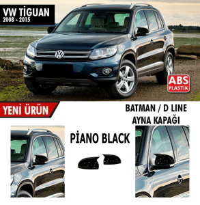 Volkswagen Tiguan 2008-2015 Uyumlu Yedek Parça Batman Yarasa Ayna Kapağı Sinyalli Piano Black