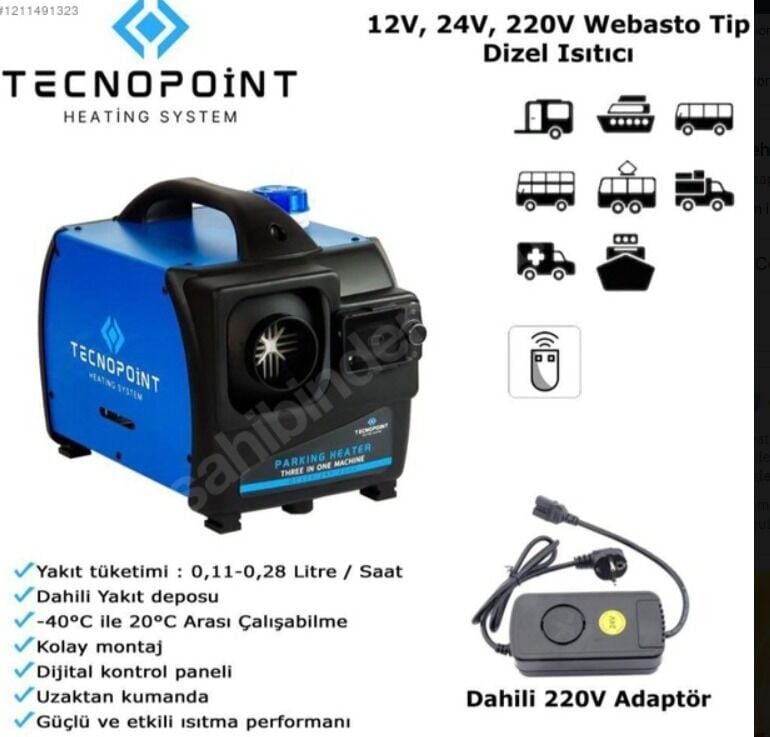 Tecnopoint Bluetoothlu 5 Kw Dizel Isıtıcı